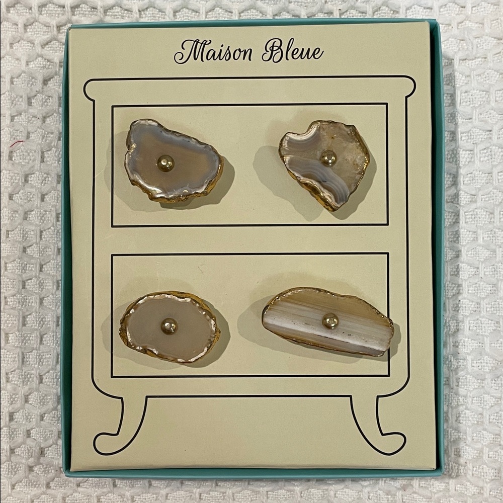 Agate Stone Drawer Knobs - Brown and Gold